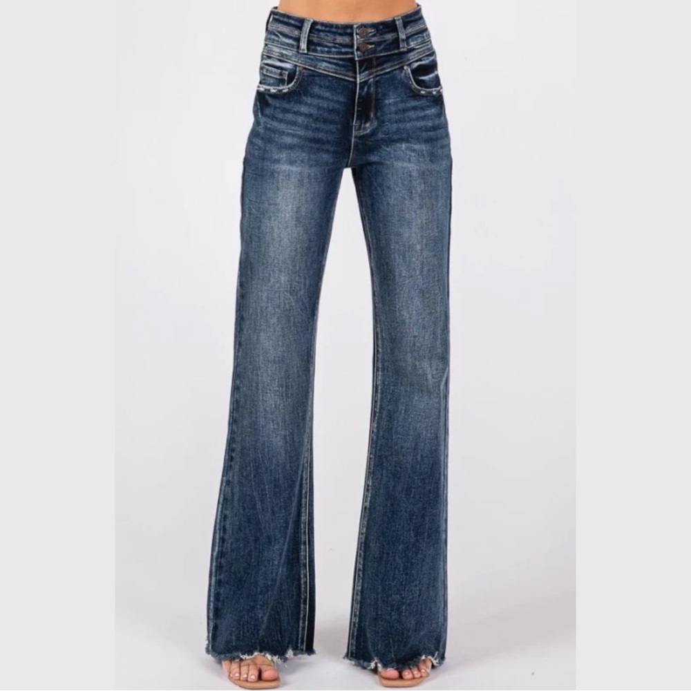 HIGH RISE STRETCH  WIDE LEG JEANS